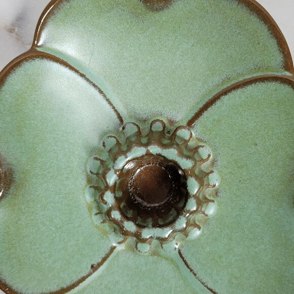 VTG Frankoma Dogwood Blossom Candlestick Holders 5" Green‎ Tapered Candle 300 - Picture 2 of 16